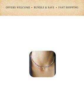 Boho Beaded Initial Necklace Gold Plated Stainless Steel Choker